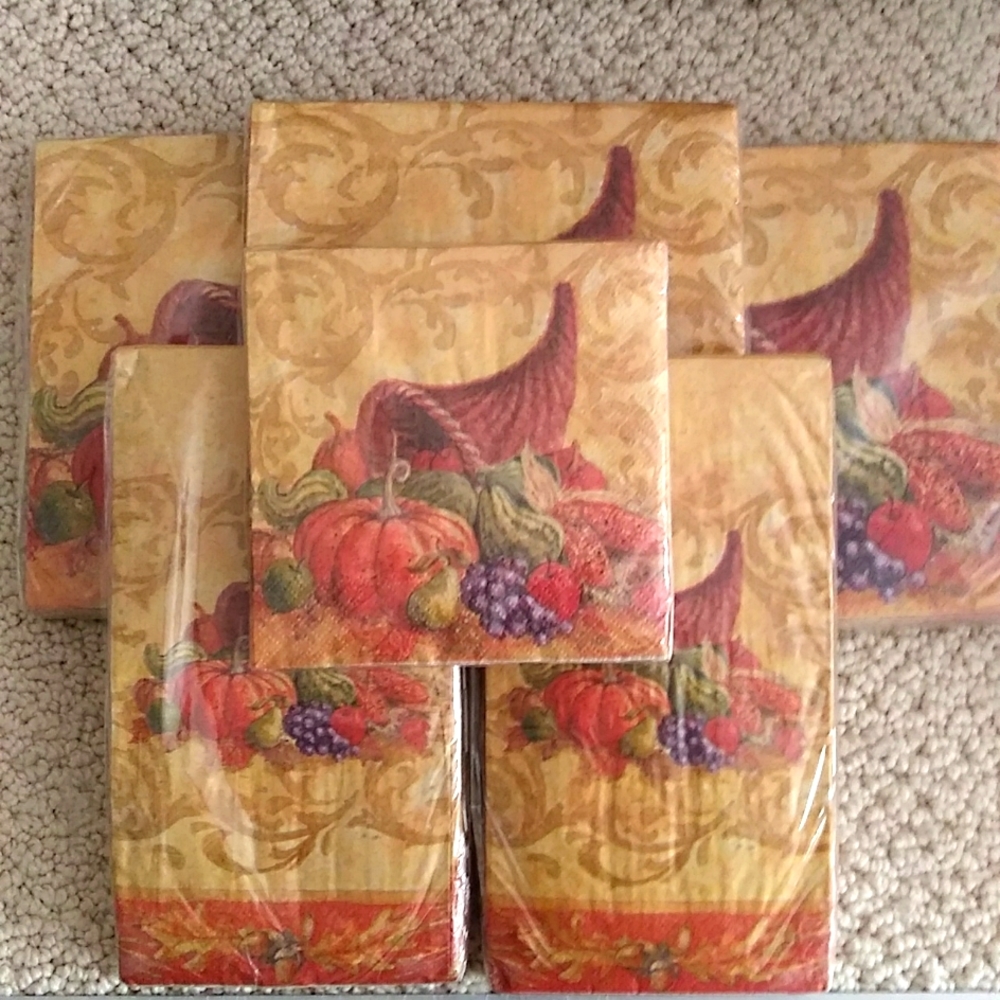 Fall Napkins Guest Towels 6 Packages 20 Count Each Total 120 NEW In Packages